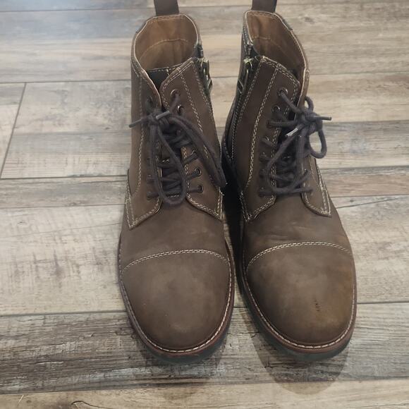 Dockers Mens Rawls Block Heel Lace Up Logger Boots Dark Tan 9M - Picture 2 of 9